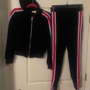 Hot & Delicious Black Hoodie with Red and Blue Accents Track suit